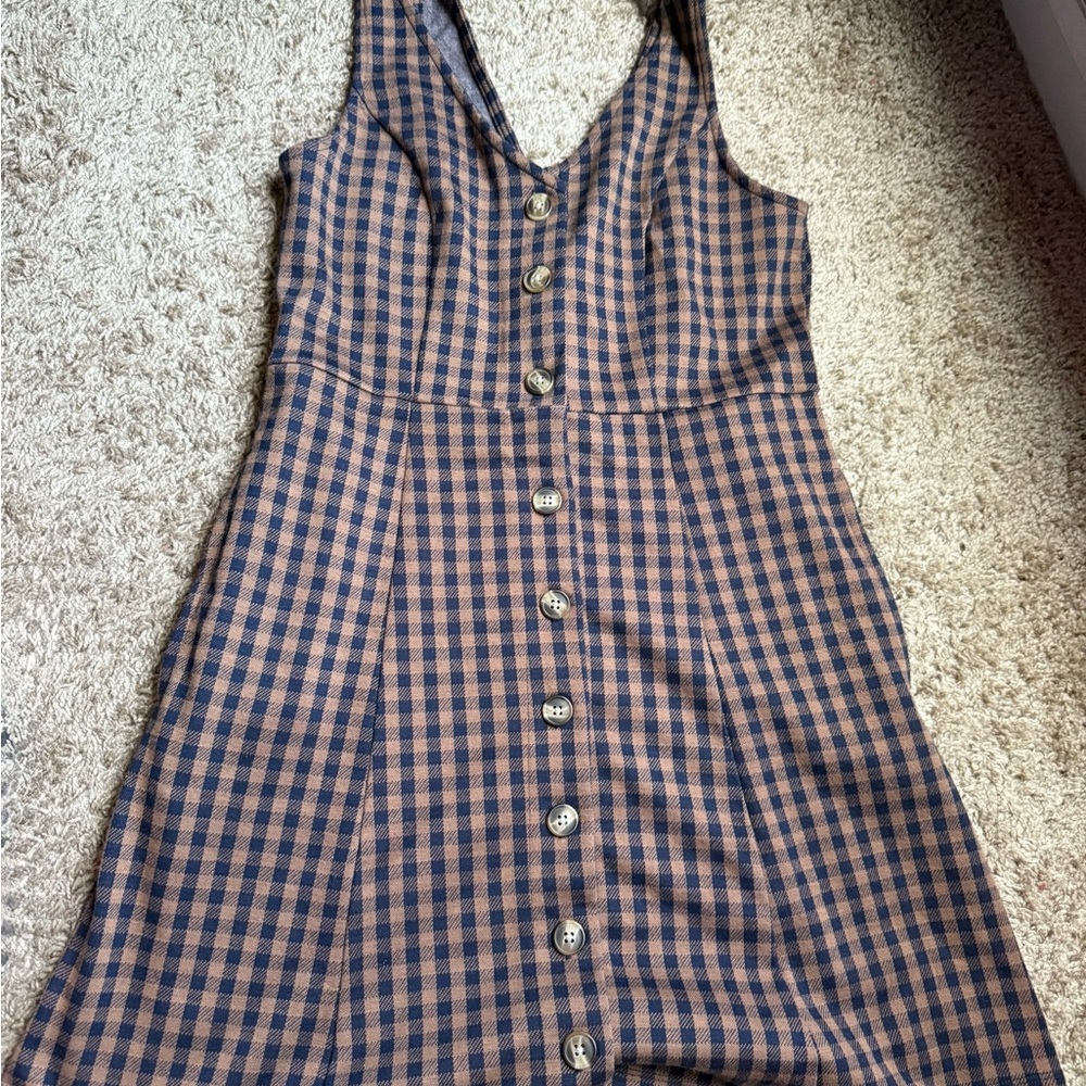 American Eagle Outfitters Brown and Black Buttoned Midi Sundress